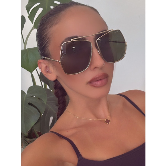 NEW Max Mara MM0006/S Oversized Sunglasses in Gold Green - Picture 1 of 6